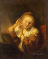 Young Woman Trying Earrings Rembrandt